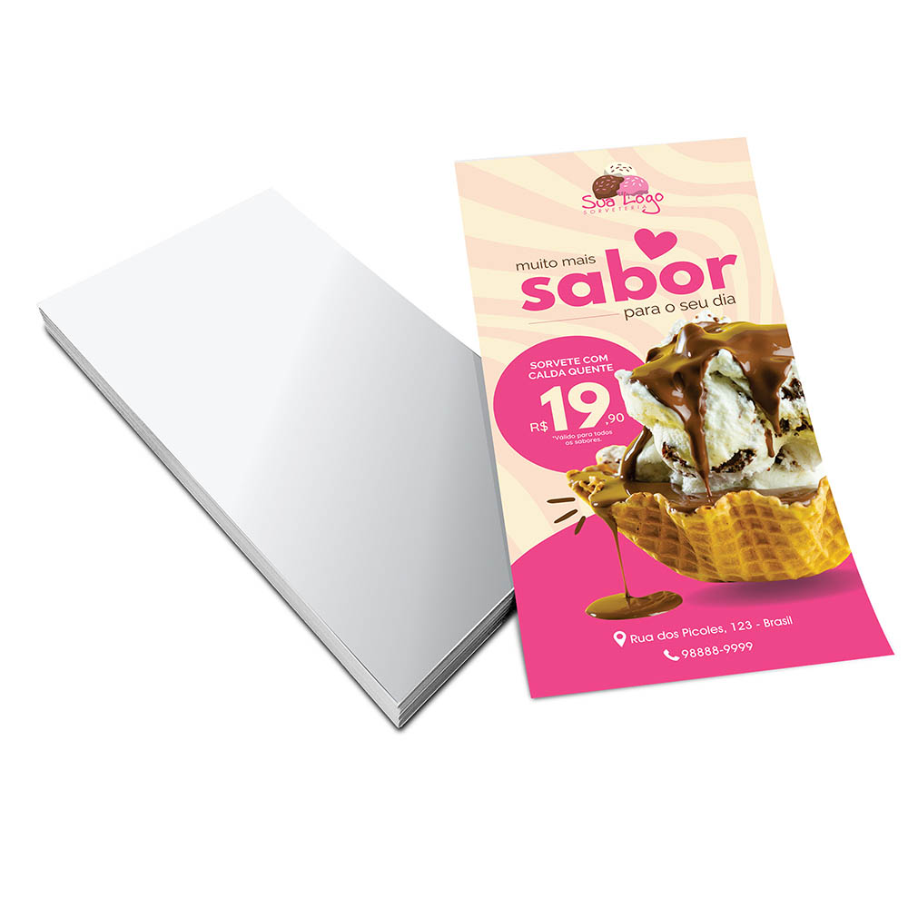 PANFLETOS, FLYERS E FOLHETOS COUCHÊ 115G SEM VERNIZ 100X200MM - 4X0 - 1000unid - 6102A