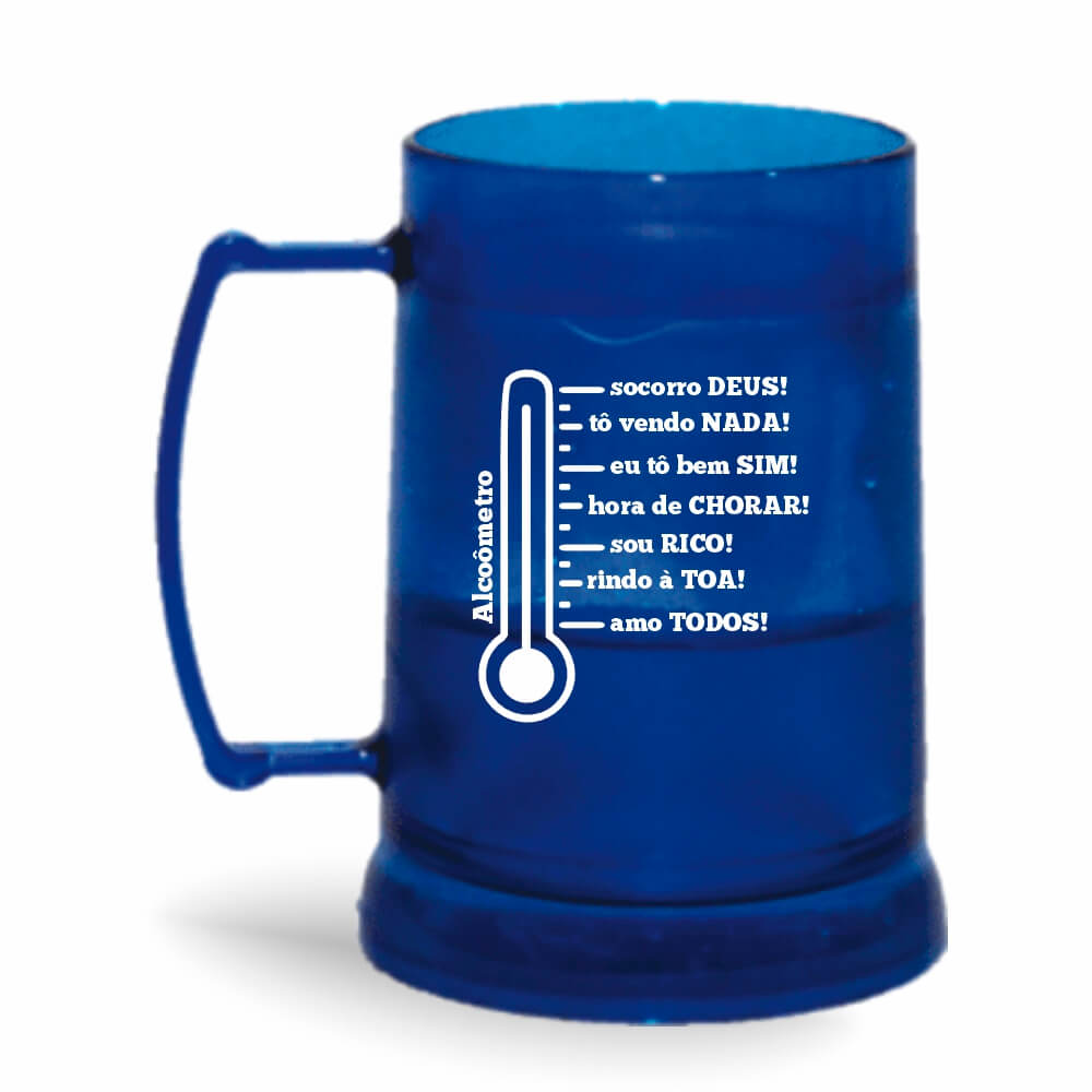 CANECA, COPOS E TAÇAS CANECAS CANECAS PLÁSTICAS COM GEL 300ML IMPRESSÃO 1 COR TRANSPARENTE AZUL COM GEL INCOLOR