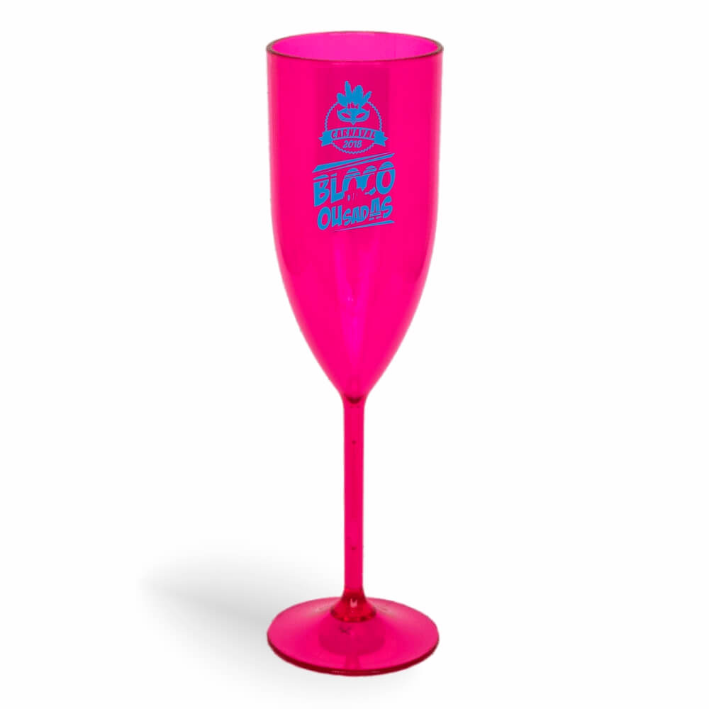 CANECA, COPOS E TAÇAS TAÇAS TAÇAS PLÁSTICAS TAÇA DE CHAMPANHE 180ML IMPRESSÃO 1 COR TRANSPARENTE ROSA