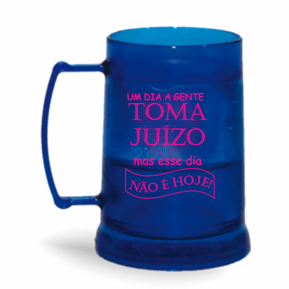 CANECA, COPOS E TAÇAS CANECAS CANECAS PLÁSTICAS COM GEL 300ML IMPRESSÃO 1 COR TRANSPARENTE AZUL COM GEL INCOLOR