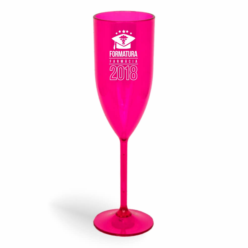 CANECA, COPOS E TAÇAS TAÇAS TAÇAS PLÁSTICAS TAÇA DE CHAMPANHE 180ML IMPRESSÃO 1 COR TRANSPARENTE ROSA