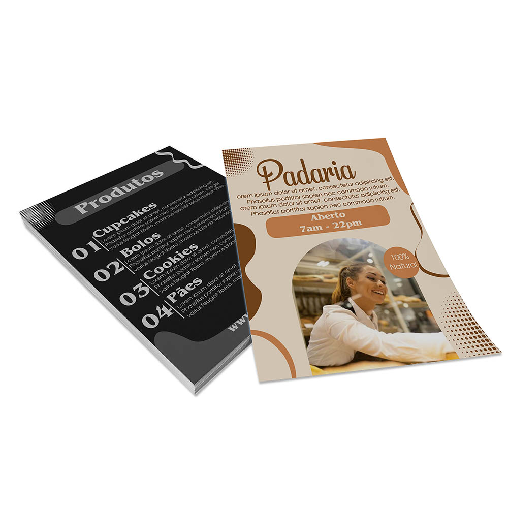 PANFLETOS, FLYERS E FOLHETOS COUCHÊ 70G SEM VERNIZ 150X200MM - 4X1 - 10000unid - PA65G14C1