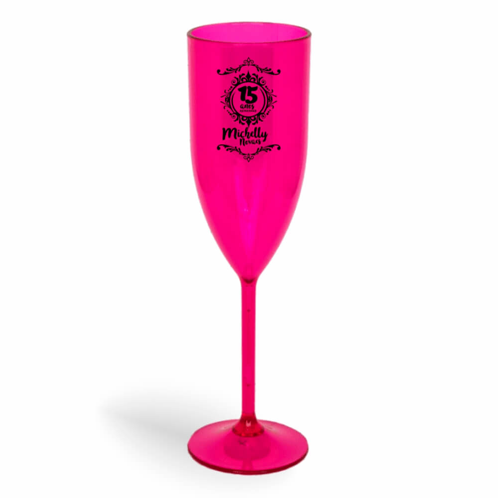 CANECA, COPOS E TAÇAS TAÇAS TAÇAS PLÁSTICAS TAÇA DE CHAMPANHE 180ML IMPRESSÃO 1 COR TRANSPARENTE ROSA
