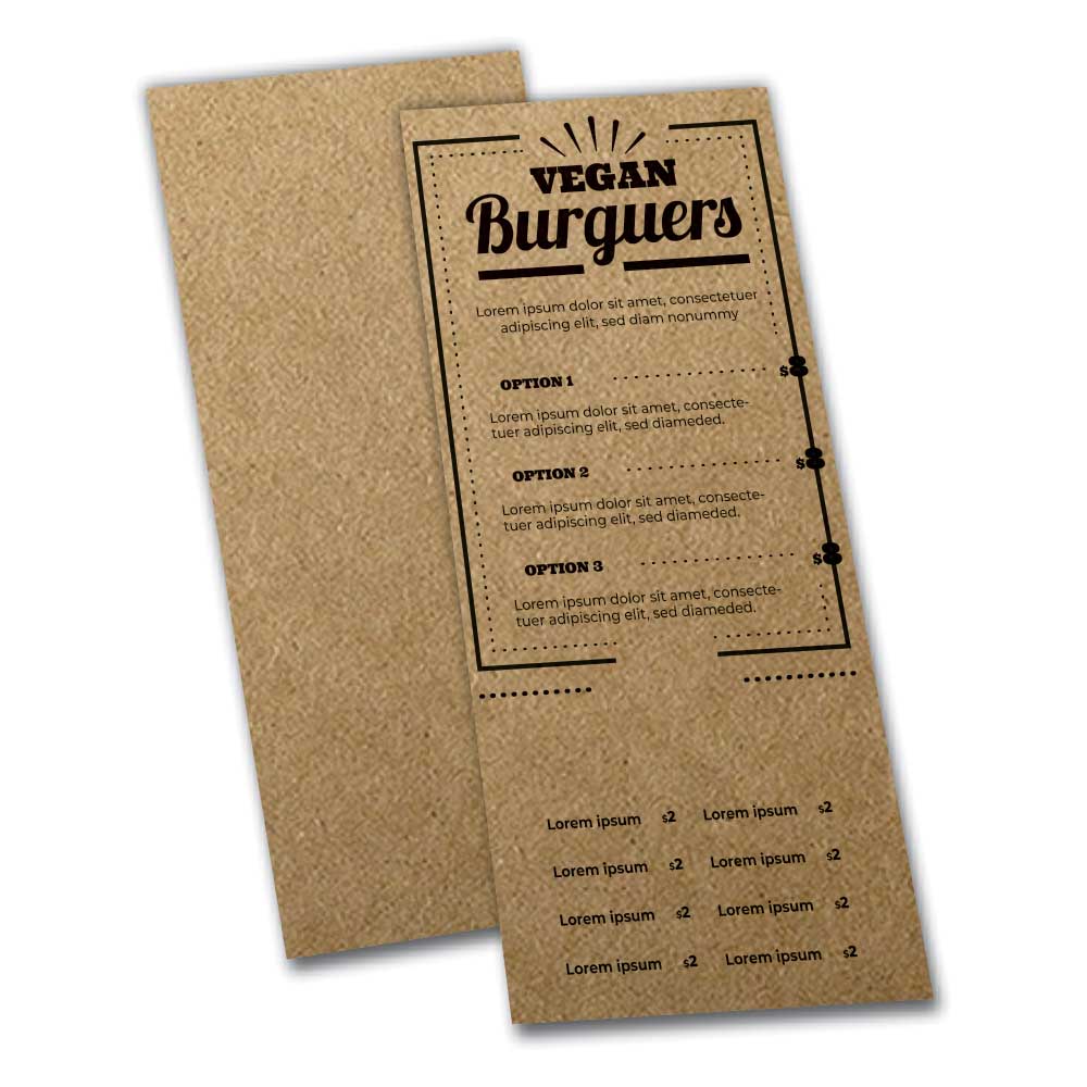 CARDÁPIOS CARDÁPIOS PERSONALIZADOS SIMPLES KRAFT 250G 105X300MM - 1X0 - 4unid - CSR2445C1