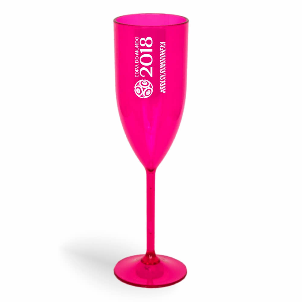 CANECA, COPOS E TAÇAS TAÇAS TAÇAS PLÁSTICAS TAÇA DE CHAMPANHE 180ML IMPRESSÃO 1 COR TRANSPARENTE ROSA