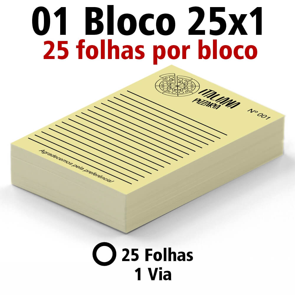 BLOCOS, COMANDAS, RECEITUÁRIOS E TALÕES BLOCOS E TALÕES 25 FOLHAS AP 75G 25X1 105X150MM - 1X1 - 25unid - AP256C
