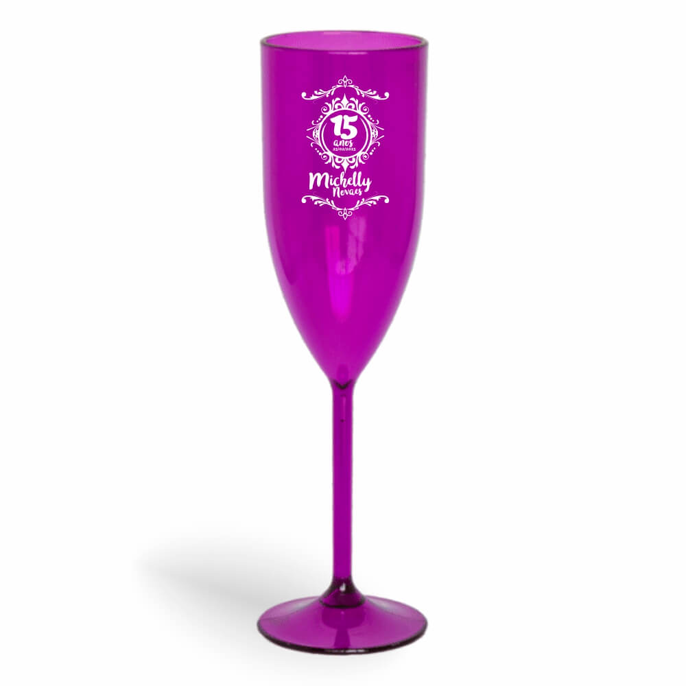 CANECA, COPOS E TAÇAS TAÇAS TAÇAS PLÁSTICAS TAÇA DE CHAMPANHE 180ML IMPRESSÃO 1 COR TRANSPARENTE ROXA