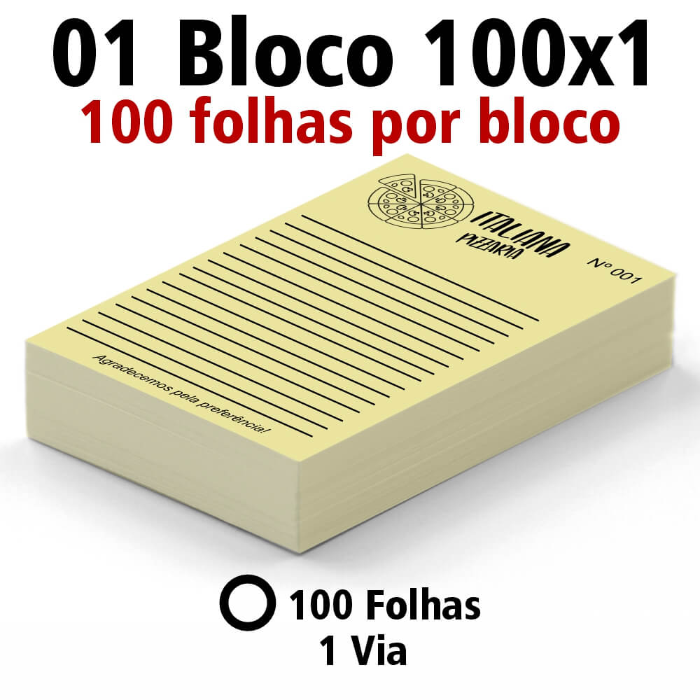 BLOCOS, COMANDAS, RECEITUÁRIOS E TALÕES BLOCOS E TALÕES 100 FOLHAS AP 75G 100X1 210X300MM