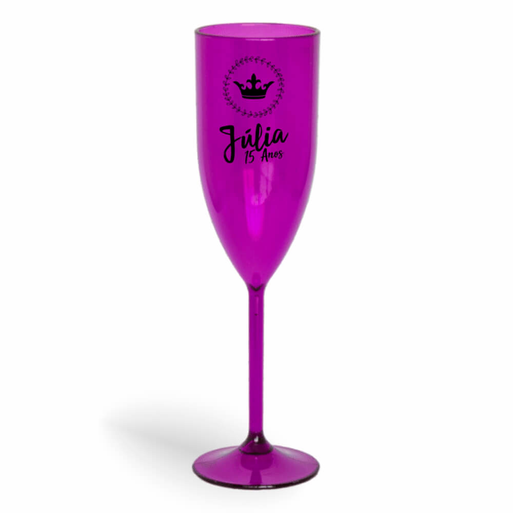 CANECA, COPOS E TAÇAS TAÇAS TAÇAS PLÁSTICAS TAÇA DE CHAMPANHE 180ML IMPRESSÃO 1 COR TRANSPARENTE ROXA