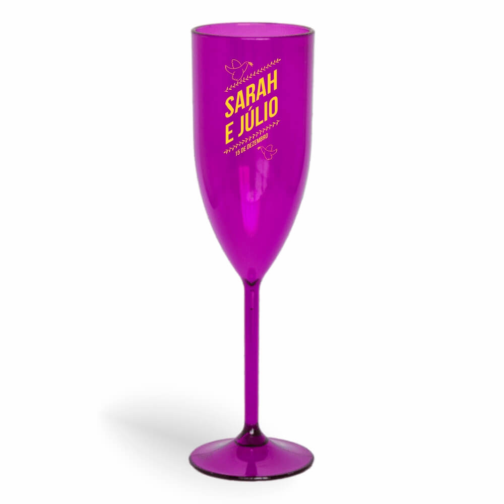 CANECA, COPOS E TAÇAS TAÇAS TAÇAS PLÁSTICAS TAÇA DE CHAMPANHE 180ML IMPRESSÃO 1 COR TRANSPARENTE ROXA