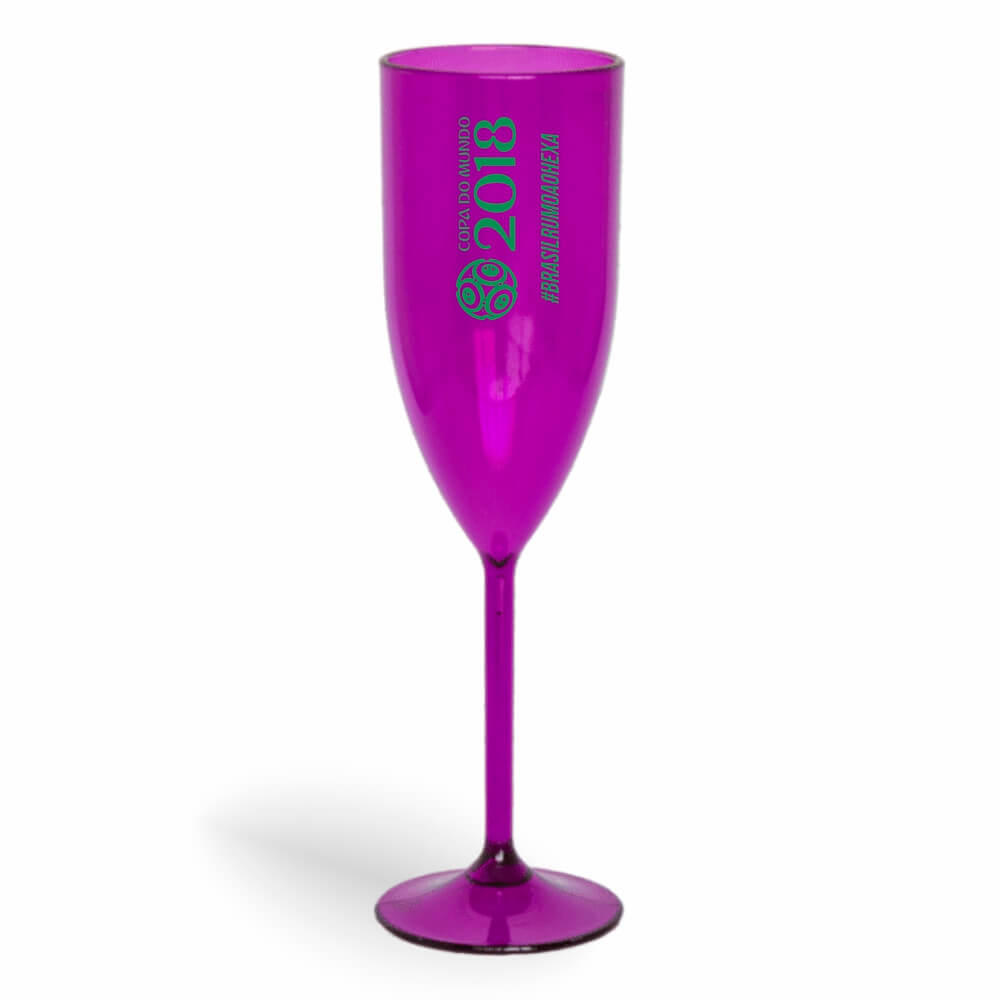 CANECA, COPOS E TAÇAS TAÇAS TAÇAS PLÁSTICAS TAÇA DE CHAMPANHE 180ML IMPRESSÃO 1 COR TRANSPARENTE ROXA