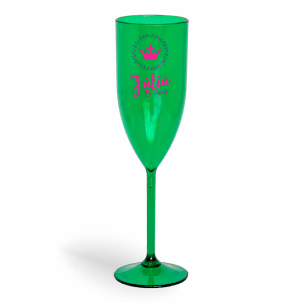 CANECA, COPOS E TAÇAS TAÇAS TAÇAS PLÁSTICAS TAÇA DE CHAMPANHE 180ML IMPRESSÃO 1 COR TRANSPARENTE VERDE