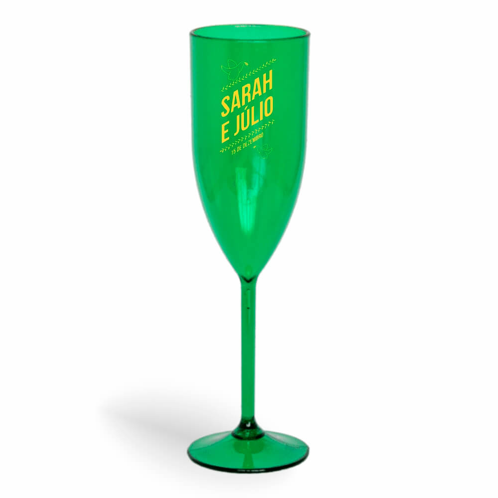 CANECA, COPOS E TAÇAS TAÇAS TAÇAS PLÁSTICAS TAÇA DE CHAMPANHE 180ML IMPRESSÃO 1 COR TRANSPARENTE VERDE