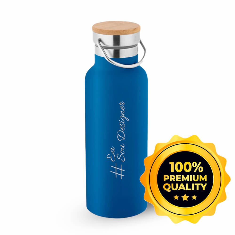 GARRAFAS E SQUEEZES SQUEEZE DE AÇO INOX TÉRMICA MODELO RAGNAR COM PAREDE DUPLA GRAVAÇÃO FRONTAL 570ML AZUL