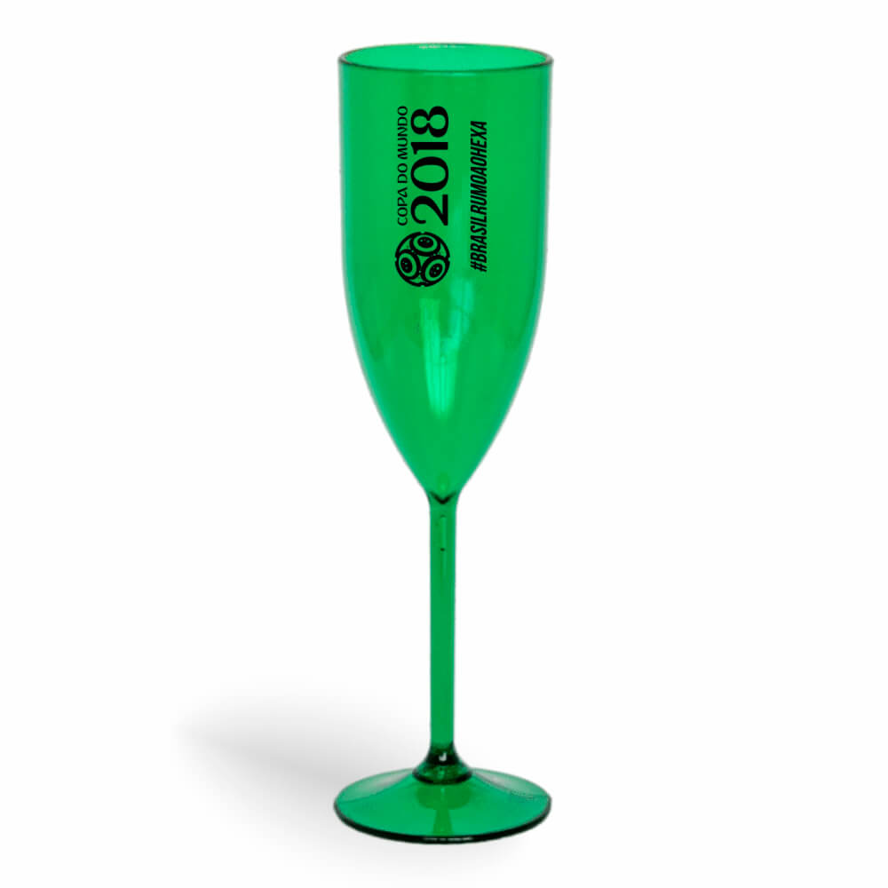 CANECA, COPOS E TAÇAS TAÇAS TAÇAS PLÁSTICAS TAÇA DE CHAMPANHE 180ML IMPRESSÃO 1 COR TRANSPARENTE VERDE