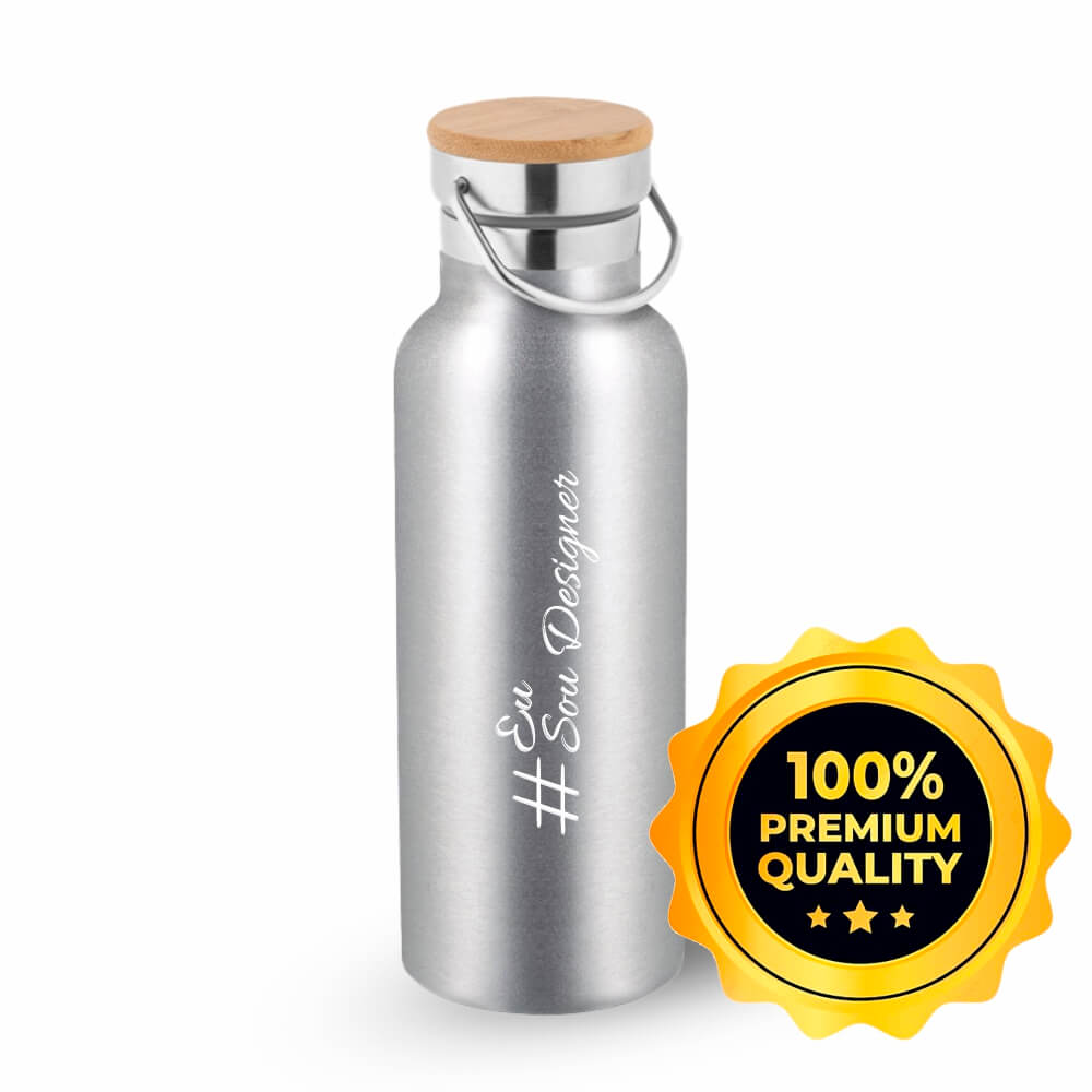 GARRAFAS E SQUEEZES SQUEEZE DE AÇO INOX TÉRMICA MODELO RAGNAR COM PAREDE DUPLA GRAVAÇÃO FRONTAL 570ML CROMADA SATINADA