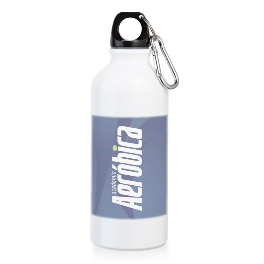 GARRAFAS E SQUEEZES SQUEEZE DE ALUMÍNIO MODELO ERALD COM MOSQUETÃO SUBLIMAÇÃO 500ML BRANCA - 4X0 - 10unid - SQU03M10