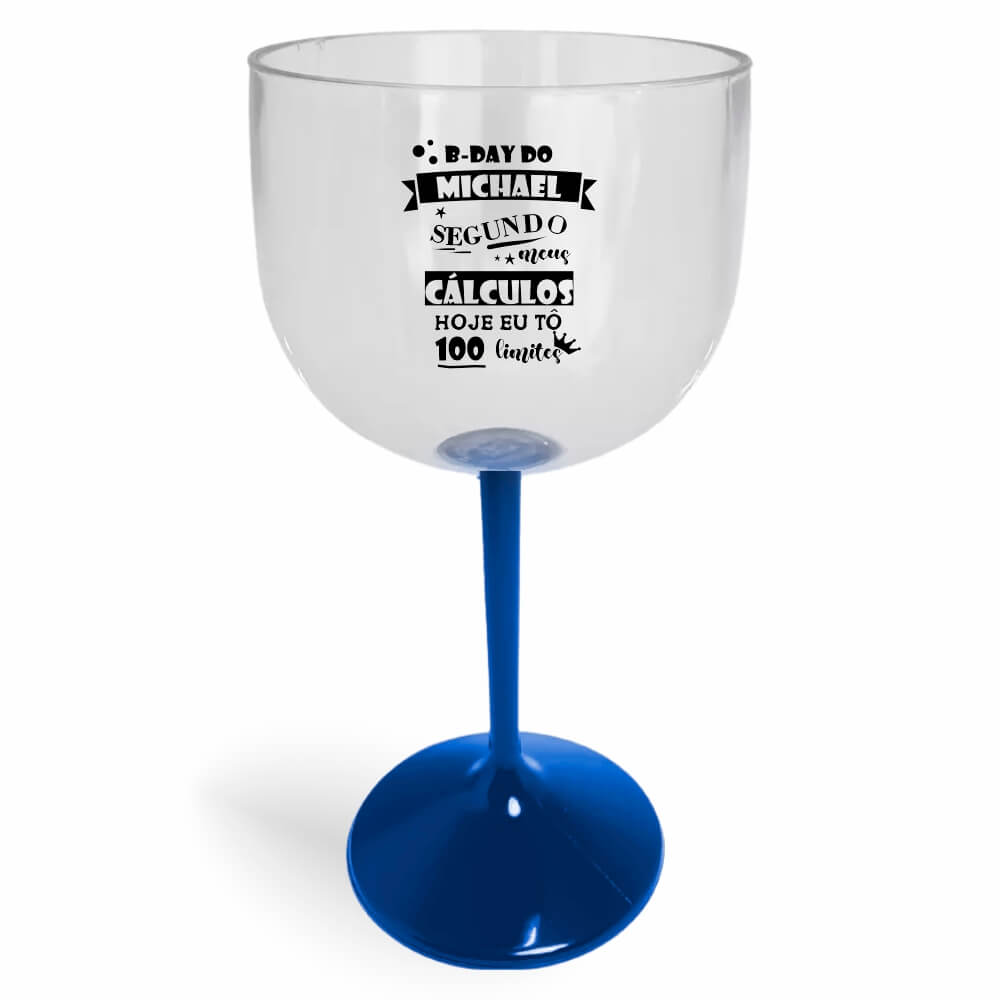 CANECA, COPOS E TAÇAS TAÇAS TAÇAS PLÁSTICAS TAÇA DE GIN 580ML IMPRESSÃO 1 COR CRISTAL COM HASTE COLORIDA AZUL