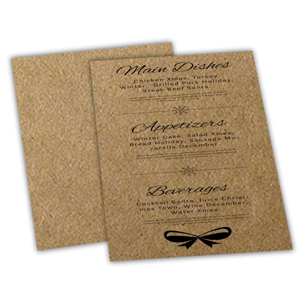 CARDÁPIOS CARDÁPIOS PERSONALIZADOS SIMPLES KRAFT 250G 210X300MM - 1X0 - 48unid - CSR44450C1