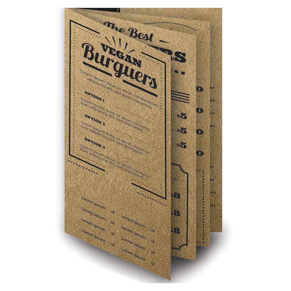 CARDÁPIOS CARDÁPIOS PERSONALIZADOS 8 PÁGINAS COM DOBRA KRAFT 250G 480X330MM - 1X1 - 5unid - CR83H5C