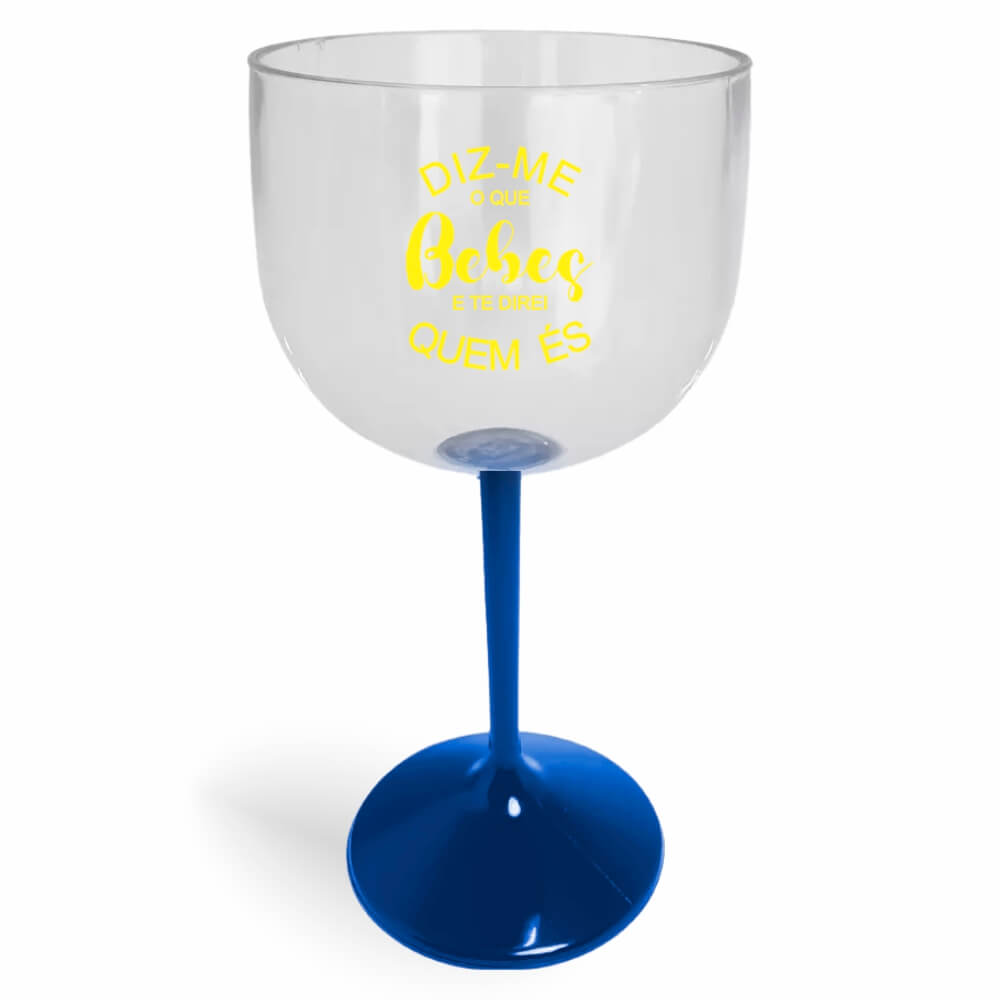 CANECA, COPOS E TAÇAS TAÇAS TAÇAS PLÁSTICAS TAÇA DE GIN 580ML IMPRESSÃO 1 COR CRISTAL COM HASTE COLORIDA AZUL