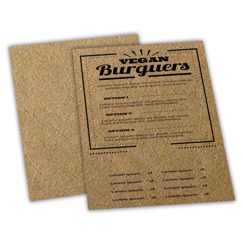 CARDÁPIOS CARDÁPIOS PERSONALIZADOS SIMPLES KRAFT 250G 210X300MM - 1X0 - 4unid - CSR4445C1