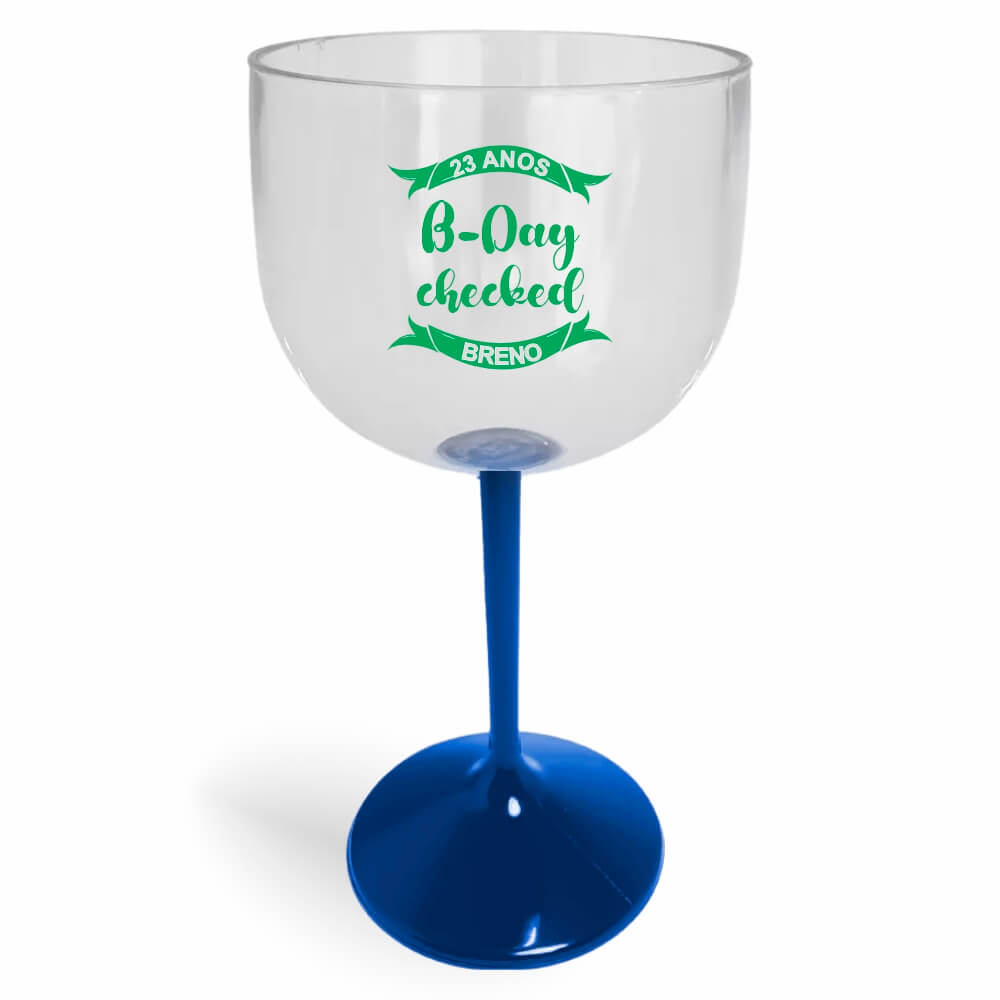 CANECA, COPOS E TAÇAS TAÇAS TAÇAS PLÁSTICAS TAÇA DE GIN 580ML IMPRESSÃO 1 COR CRISTAL COM HASTE COLORIDA AZUL