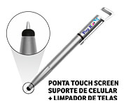 CANETAS IMPRESSÃO COLORIDA PLÁSTICAS MULTIFUNÇÃO SUPORTE DE CELULAR PRATA