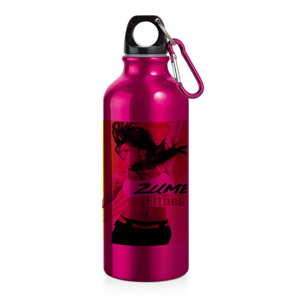 GARRAFAS E SQUEEZES SQUEEZE DE ALUMÍNIO MODELO ERALD COM MOSQUETÃO SUBLIMAÇÃO 500ML ROSA - 4X0 - 1unid - SQU01M1