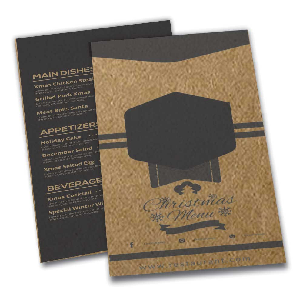 CARDÁPIOS CARDÁPIOS PERSONALIZADOS SIMPLES KRAFT 250G 300X420MM - 1X1 - 25unid - CSR34425C