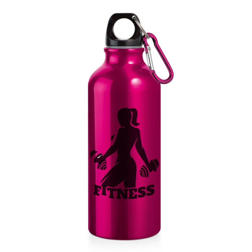 GARRAFAS E SQUEEZES SQUEEZE DE ALUMÍNIO MODELO ERALD COM MOSQUETÃO SUBLIMAÇÃO 500ML ROSA - 4X0 - 5unid - SQU01M5