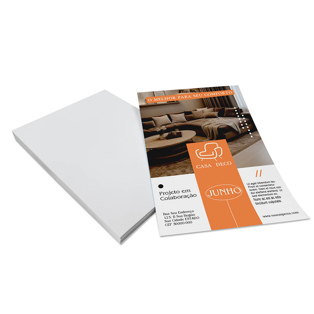 PANFLETOS, FLYERS E FOLHETOS COUCHÊ 90G SEM VERNIZ 200X280MM
