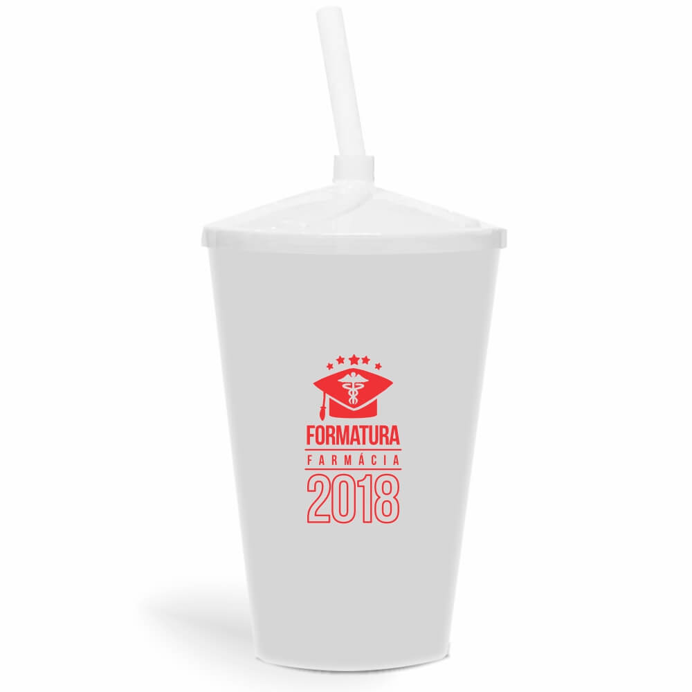 CANECA, COPOS E TAÇAS COPOS COPOS PLÁSTICOS COPO TWISTER COM CANUDO 600ML IMPRESSÃO 1 COR LEITOSO BRANCO