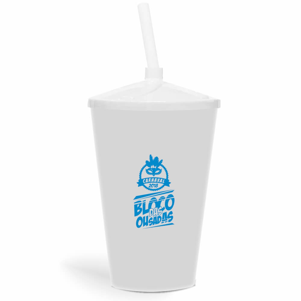 CANECA, COPOS E TAÇAS COPOS COPOS PLÁSTICOS COPO TWISTER COM CANUDO 600ML IMPRESSÃO 1 COR LEITOSO BRANCO