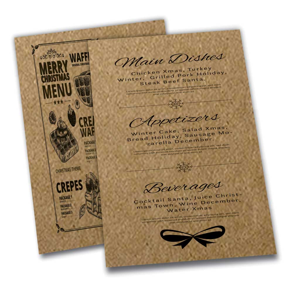 CARDÁPIOS CARDÁPIOS PERSONALIZADOS SIMPLES KRAFT 250G 300X420MM - 1X1 - 50unid - CSR34450C