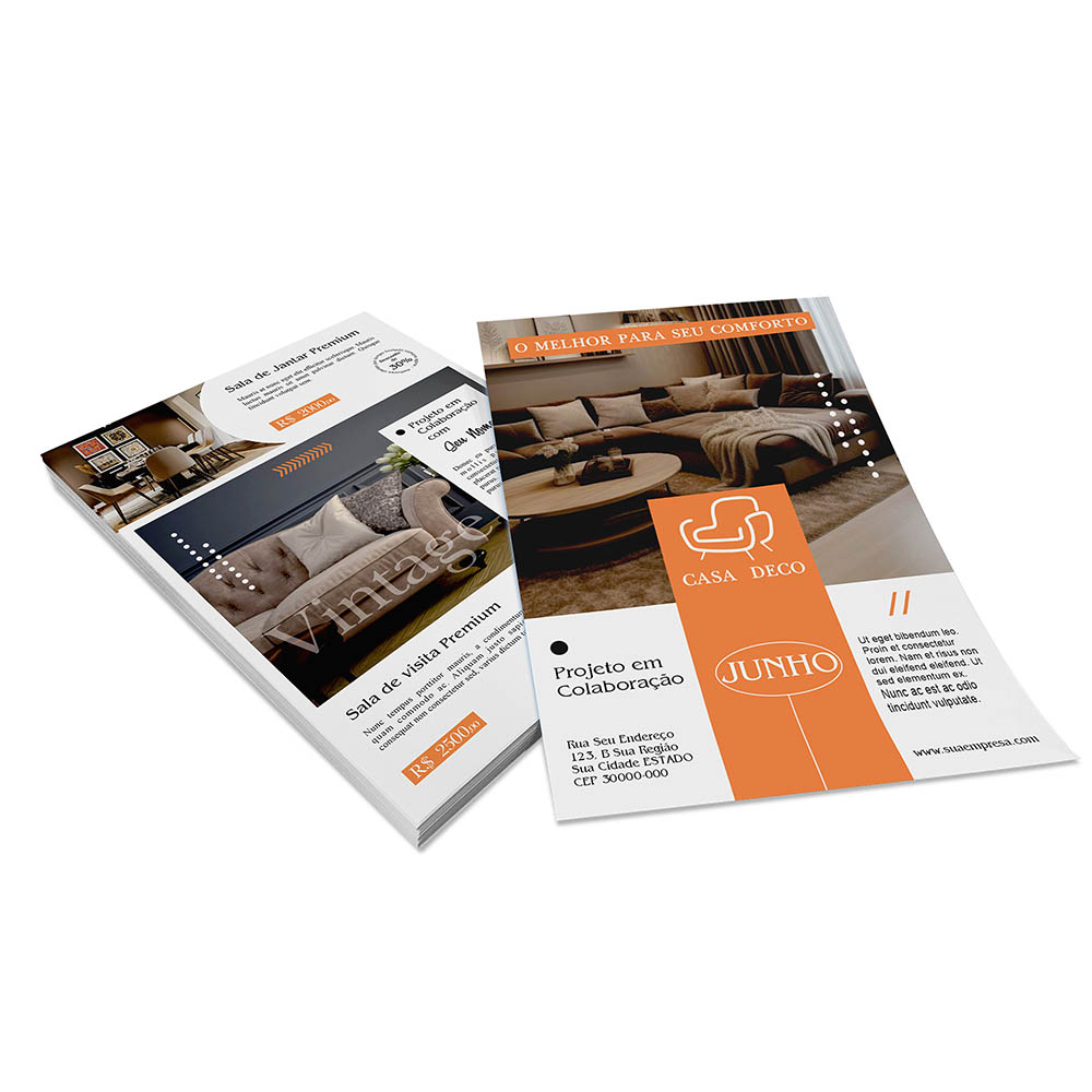 PANFLETOS, FLYERS E FOLHETOS COUCHÊ 90G SEM VERNIZ 200X280MM