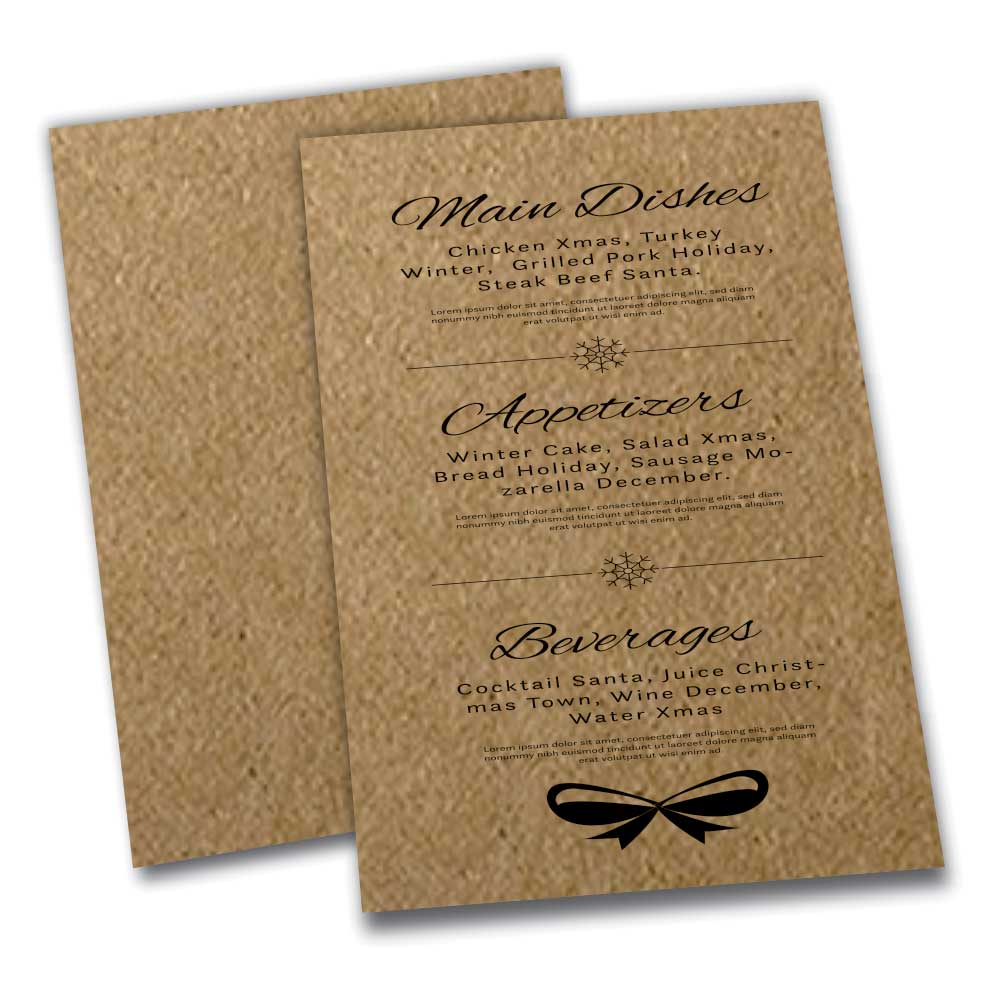 CARDÁPIOS CARDÁPIOS PERSONALIZADOS SIMPLES KRAFT 250G 300X420MM - 1X0 - 50unid - CSR34450C1