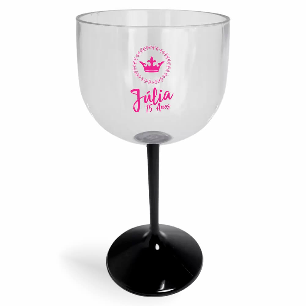 CANECA, COPOS E TAÇAS TAÇAS TAÇAS PLÁSTICAS TAÇA DE GIN 580ML IMPRESSÃO 1 COR CRISTAL COM HASTE COLORIDA PRETA