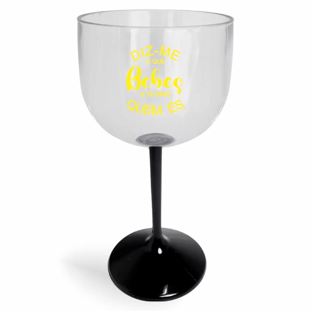 CANECA, COPOS E TAÇAS TAÇAS TAÇAS PLÁSTICAS TAÇA DE GIN 580ML IMPRESSÃO 1 COR CRISTAL COM HASTE COLORIDA PRETA