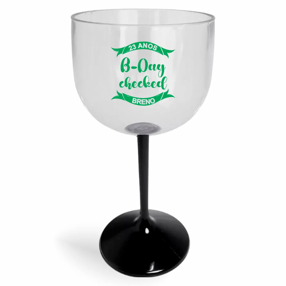CANECA, COPOS E TAÇAS TAÇAS TAÇAS PLÁSTICAS TAÇA DE GIN 580ML IMPRESSÃO 1 COR CRISTAL COM HASTE COLORIDA PRETA