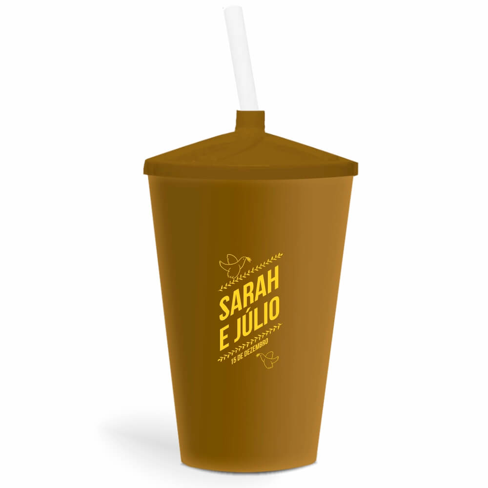 CANECA, COPOS E TAÇAS COPOS COPOS PLÁSTICOS COPO TWISTER COM CANUDO 600ML IMPRESSÃO 1 COR LEITOSO DOURADO