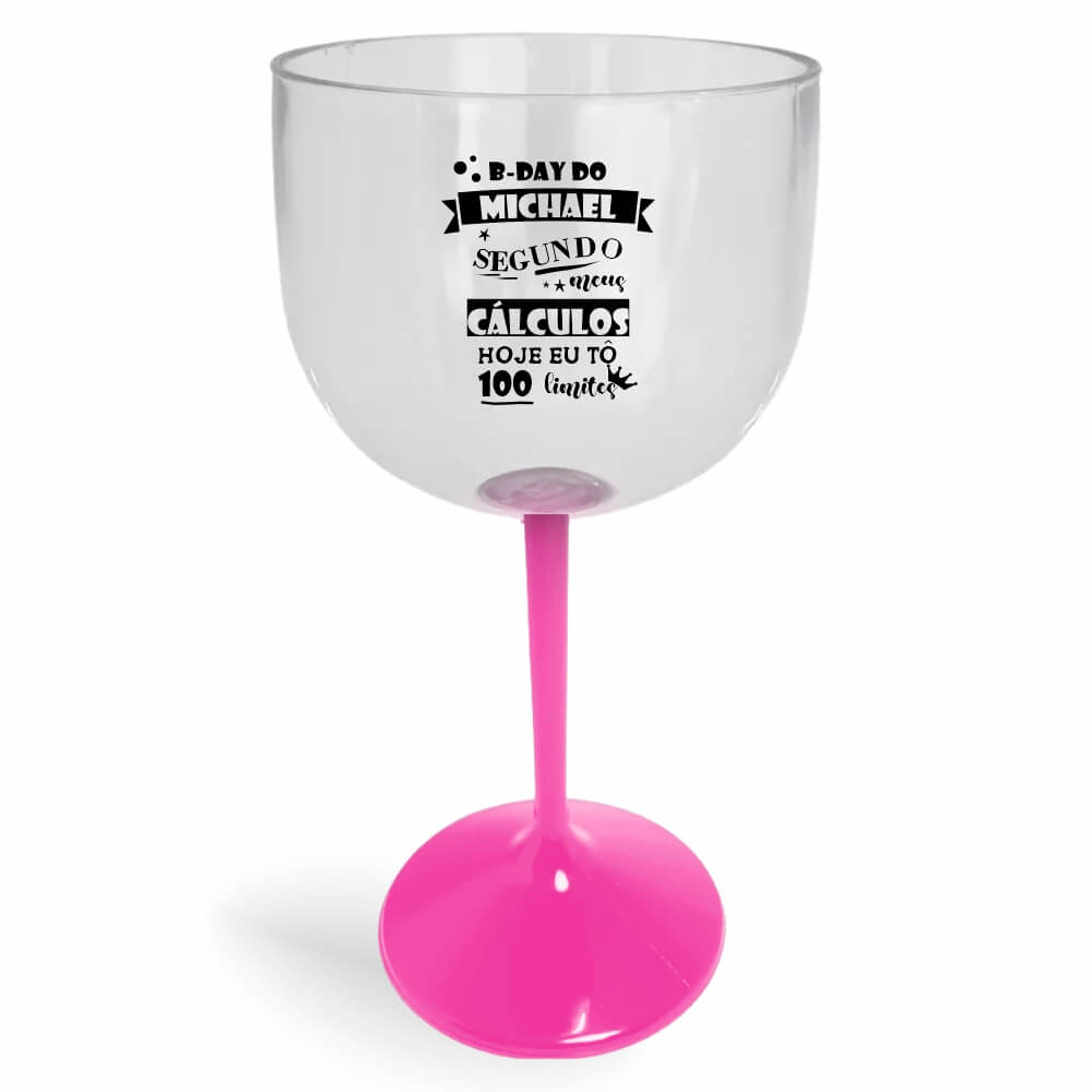 CANECA, COPOS E TAÇAS TAÇAS TAÇAS PLÁSTICAS TAÇA DE GIN 580ML IMPRESSÃO 1 COR CRISTAL COM HASTE COLORIDA ROSA