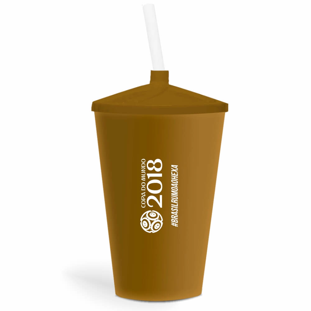 CANECA, COPOS E TAÇAS COPOS COPOS PLÁSTICOS COPO TWISTER COM CANUDO 600ML IMPRESSÃO 1 COR LEITOSO DOURADO