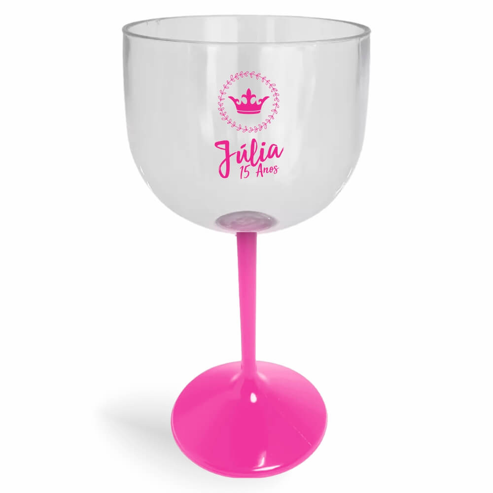 CANECA, COPOS E TAÇAS TAÇAS TAÇAS PLÁSTICAS TAÇA DE GIN 580ML IMPRESSÃO 1 COR CRISTAL COM HASTE COLORIDA ROSA
