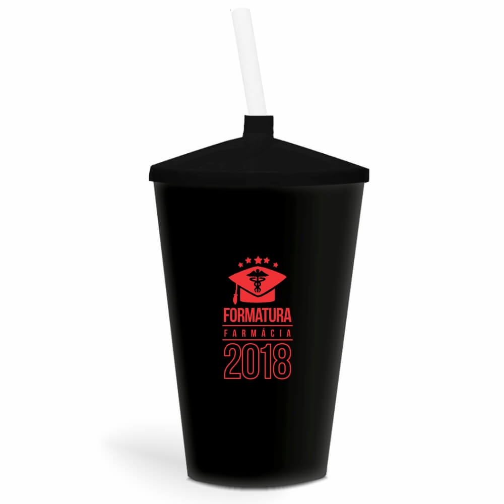 CANECA, COPOS E TAÇAS COPOS COPOS PLÁSTICOS COPO TWISTER COM CANUDO 600ML IMPRESSÃO 1 COR LEITOSO PRETO