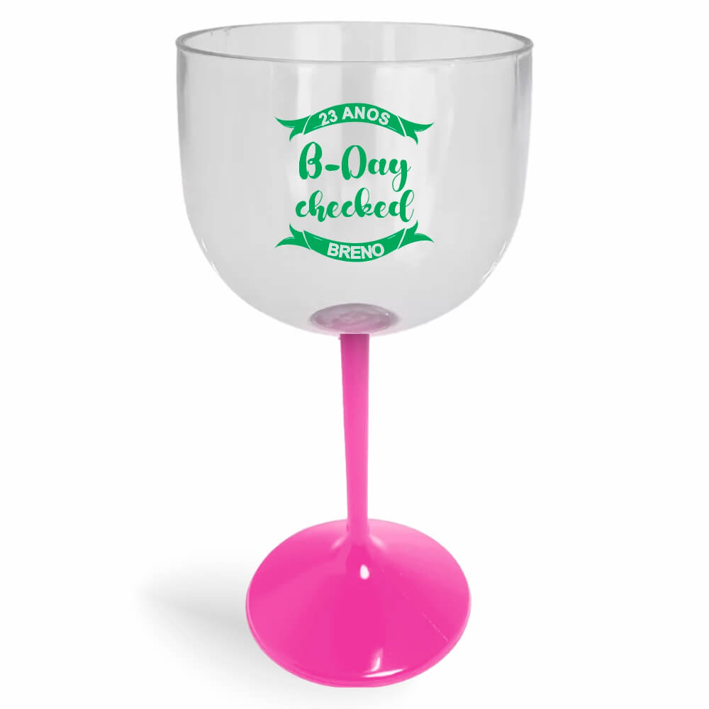 CANECA, COPOS E TAÇAS TAÇAS TAÇAS PLÁSTICAS TAÇA DE GIN 580ML IMPRESSÃO 1 COR CRISTAL COM HASTE COLORIDA ROSA
