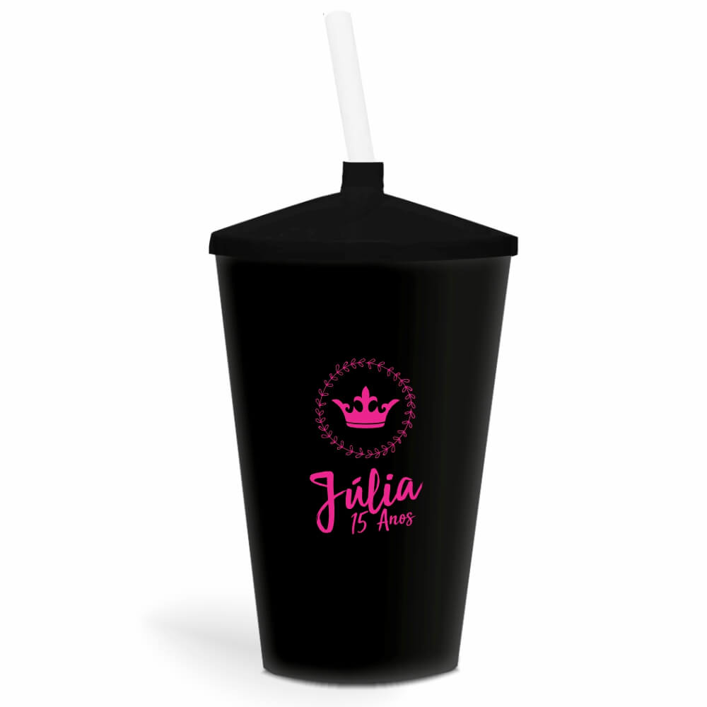 CANECA, COPOS E TAÇAS COPOS COPOS PLÁSTICOS COPO TWISTER COM CANUDO 600ML IMPRESSÃO 1 COR LEITOSO PRETO