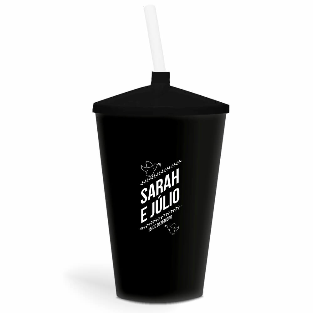 CANECA, COPOS E TAÇAS COPOS COPOS PLÁSTICOS COPO TWISTER COM CANUDO 600ML IMPRESSÃO 1 COR LEITOSO PRETO