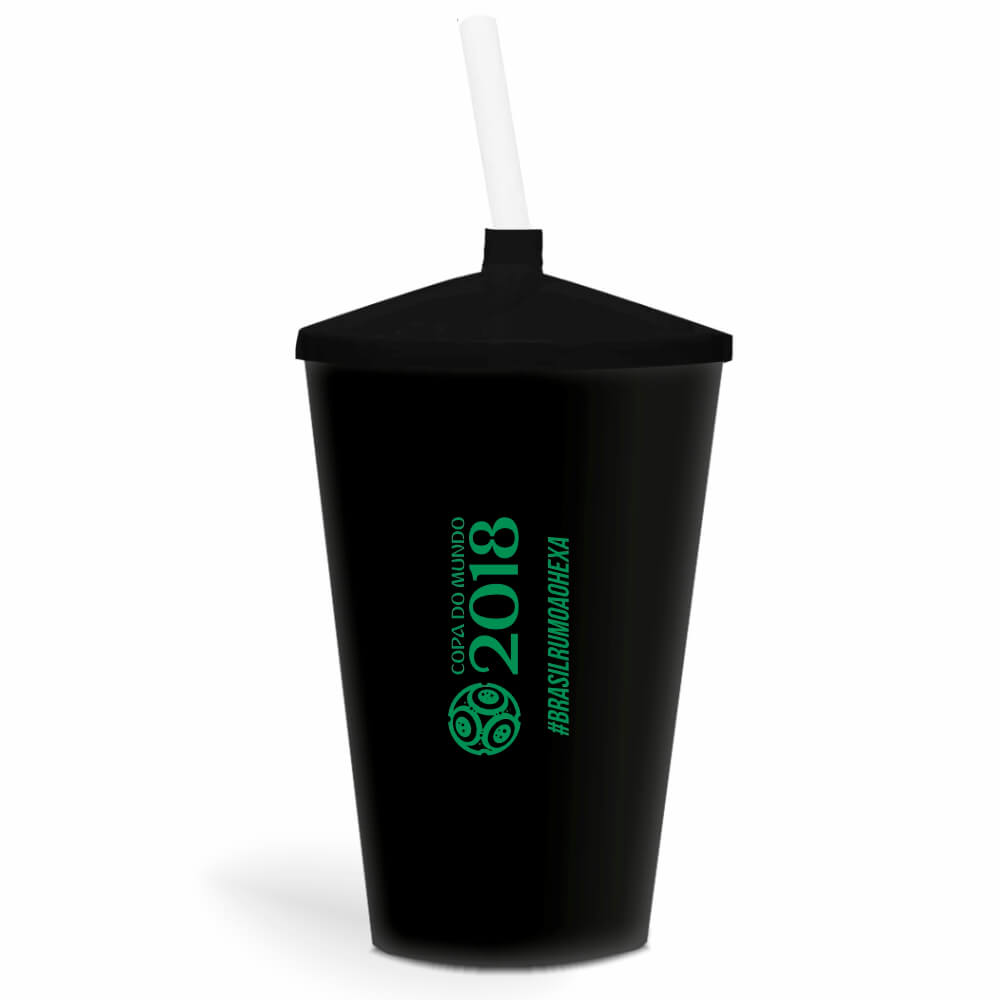 CANECA, COPOS E TAÇAS COPOS COPOS PLÁSTICOS COPO TWISTER COM CANUDO 600ML IMPRESSÃO 1 COR LEITOSO PRETO
