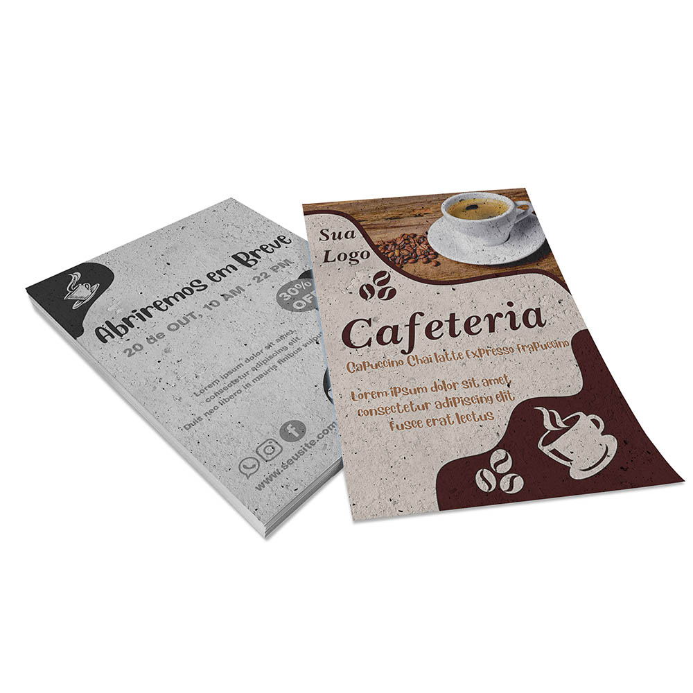 PANFLETOS, FLYERS E FOLHETOS RECICLATO 90G SEM VERNIZ 105X150MM